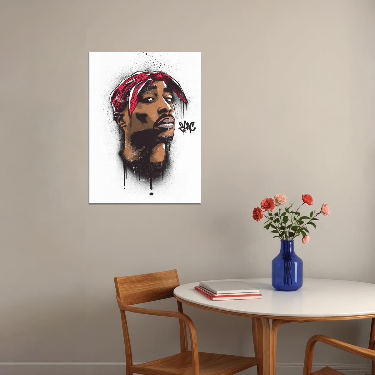 Tupac Shakur 2pac Poster Iconic Rap Music Legend Wall Art Hip Hop Artist Inspirational Print - xonomax