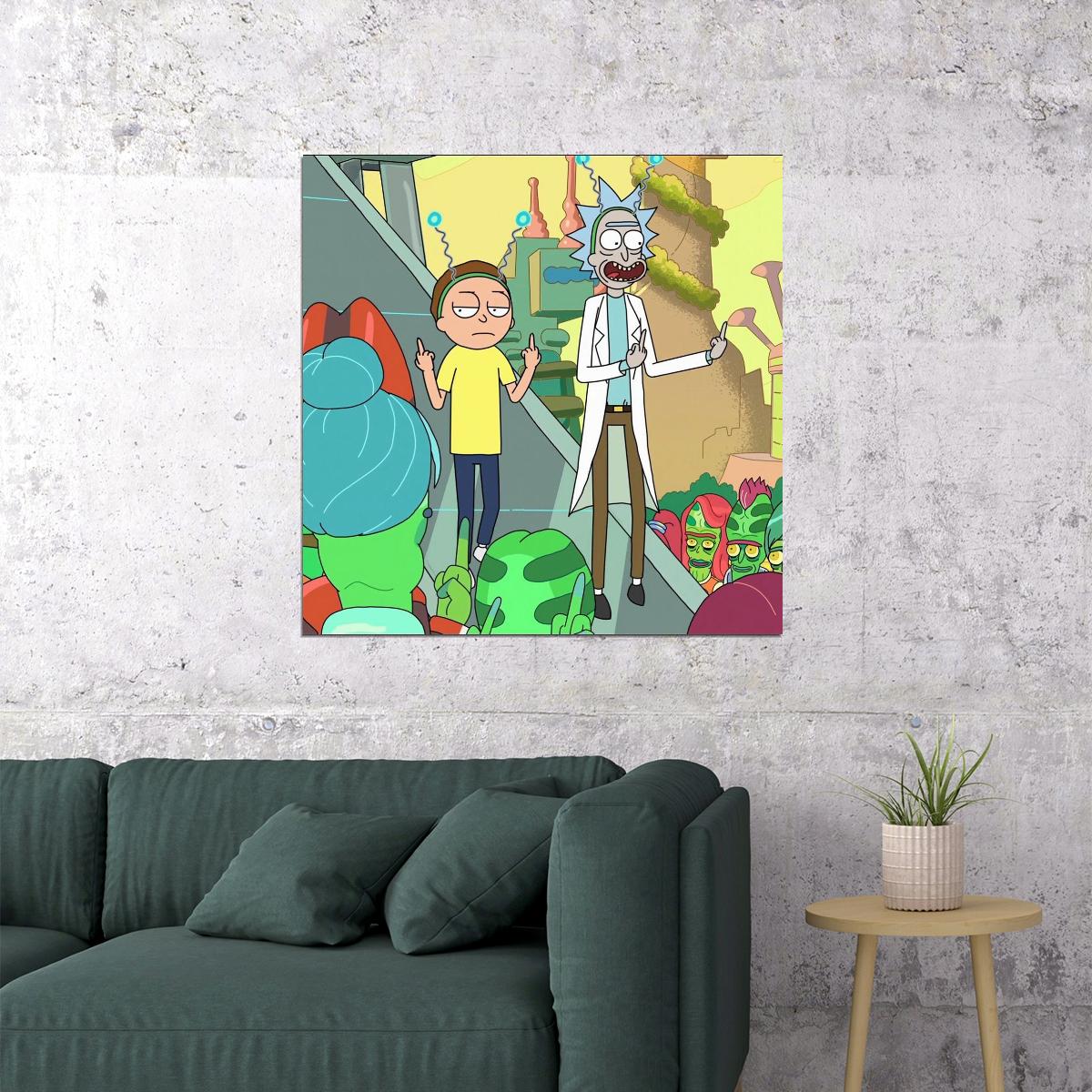 Rick And Morty Tv Series Movie Poster Animated Cartoon Wall Art
