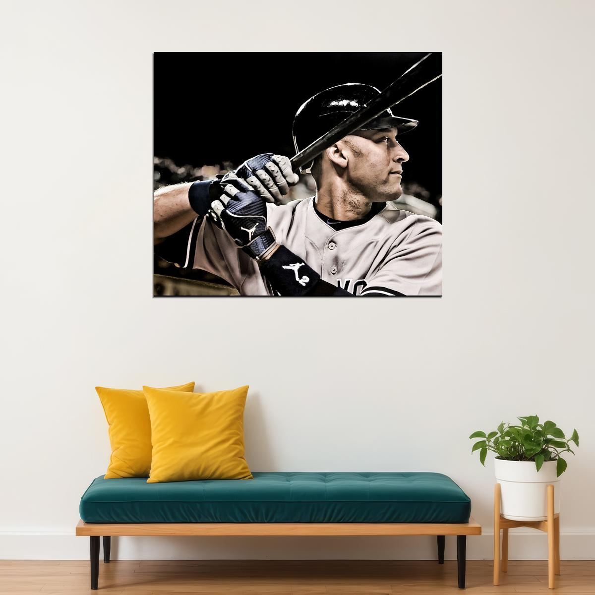Derek Jeter Baseball Poster Mlb Legend Wall Art New York Yankees Sports Print