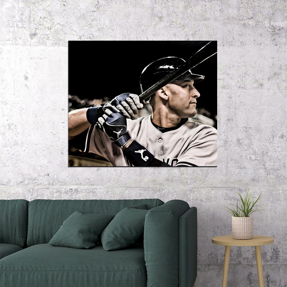Derek Jeter Baseball Poster Mlb Legend Wall Art New York Yankees Sports Print