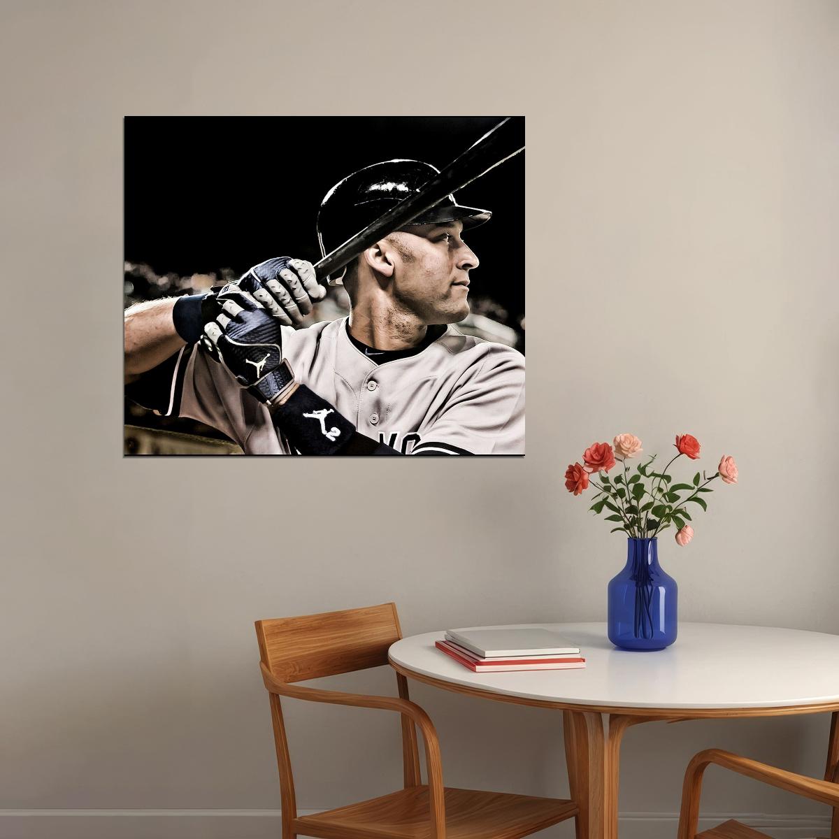 Derek Jeter Baseball Poster Mlb Legend Wall Art New York Yankees Sports Print