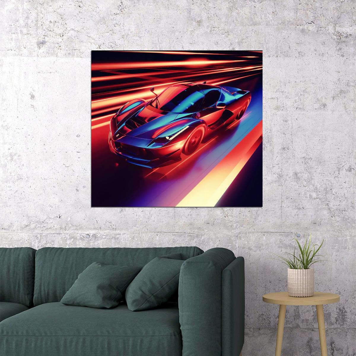 Ferrari Poster Luxury Sports Car Wall Art Italian Automotive Print