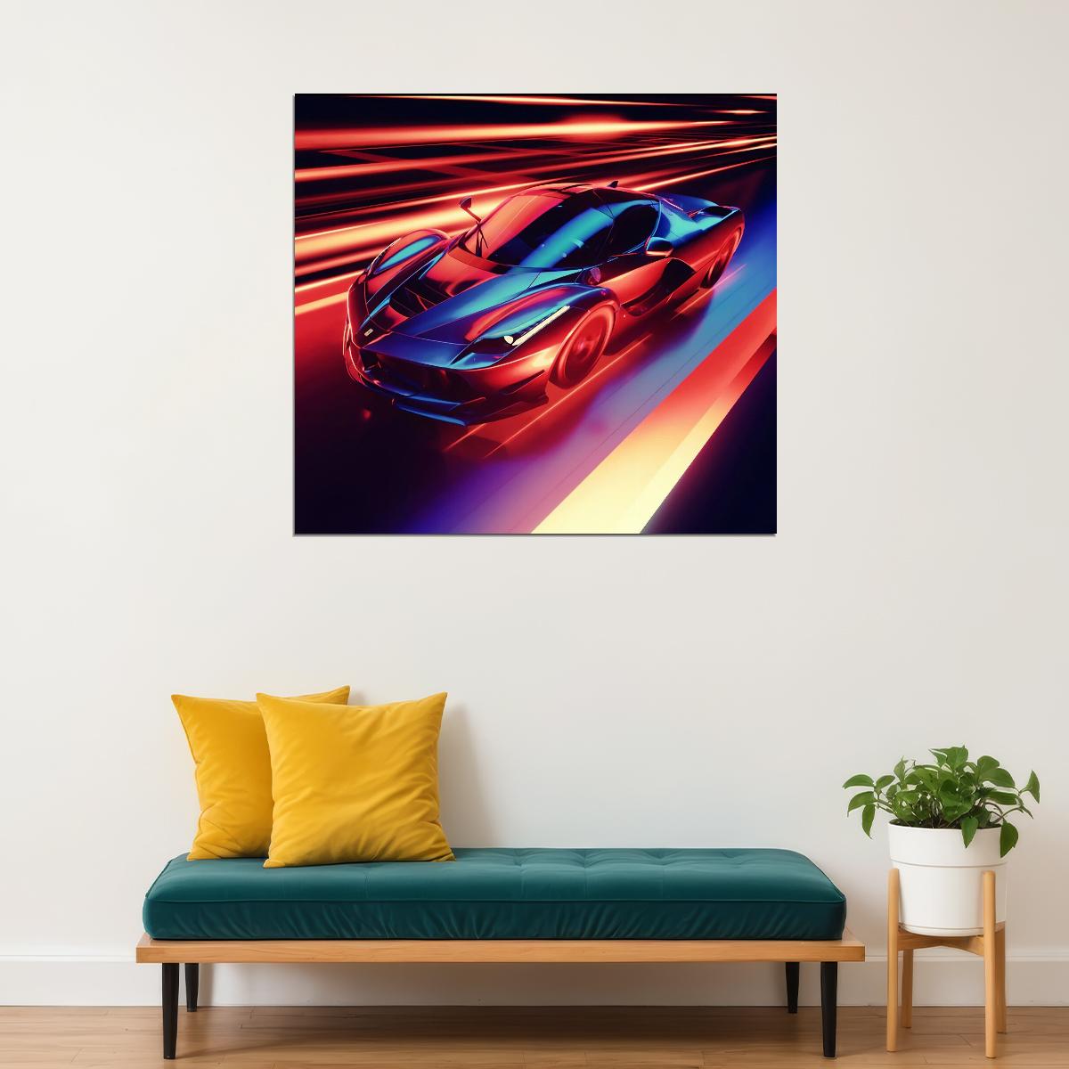 Ferrari Poster Luxury Sports Car Wall Art Italian Automotive Print - xonomax