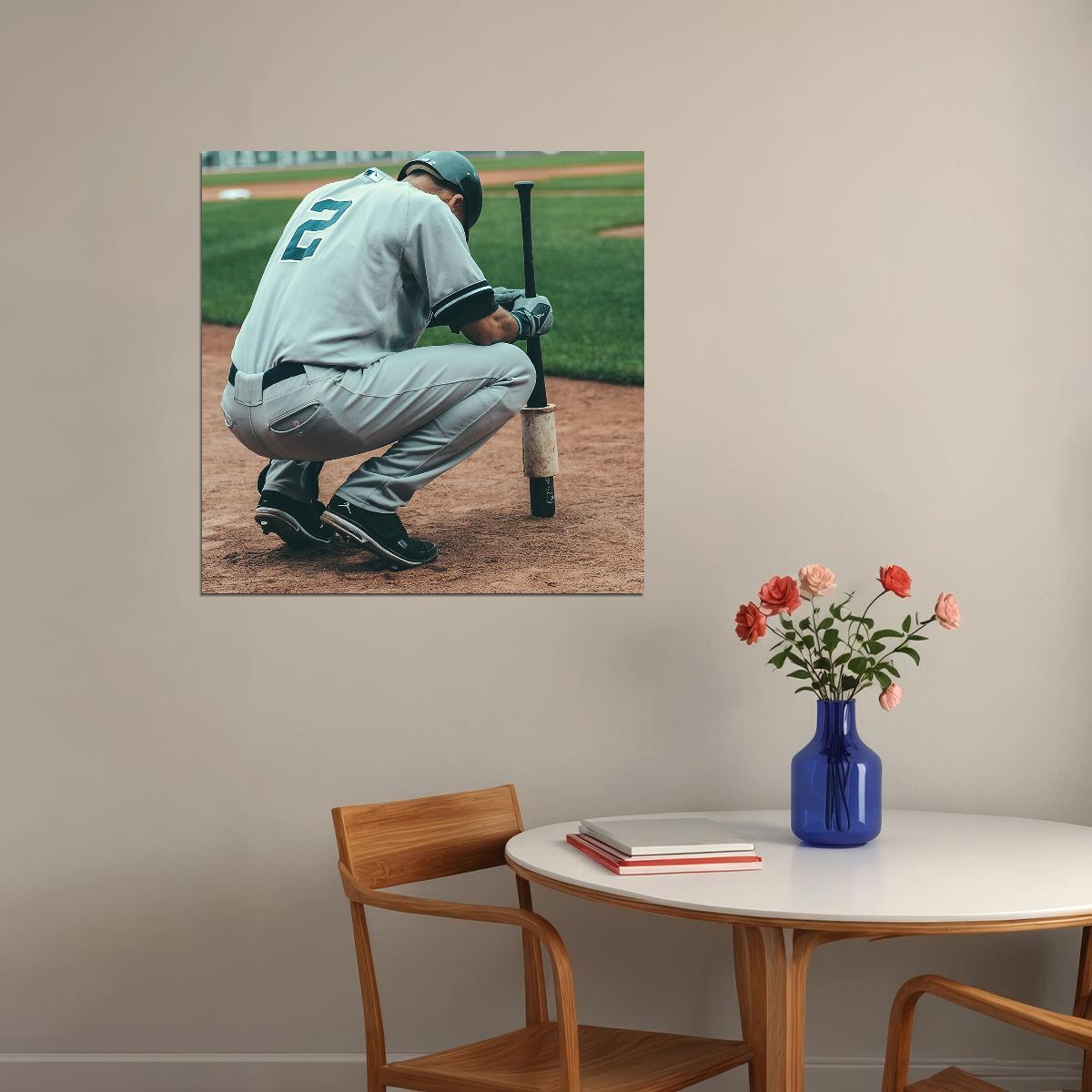 Derek Jeter Baseball Poster Mlb Legend Wall Art New York Yankees Sports Print - xonomax