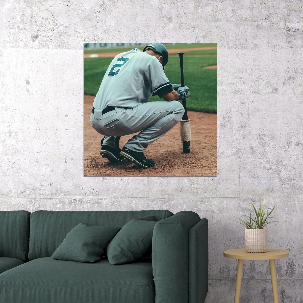 Derek Jeter Baseball Poster Mlb Legend Wall Art New York Yankees Sports Print - xonomax