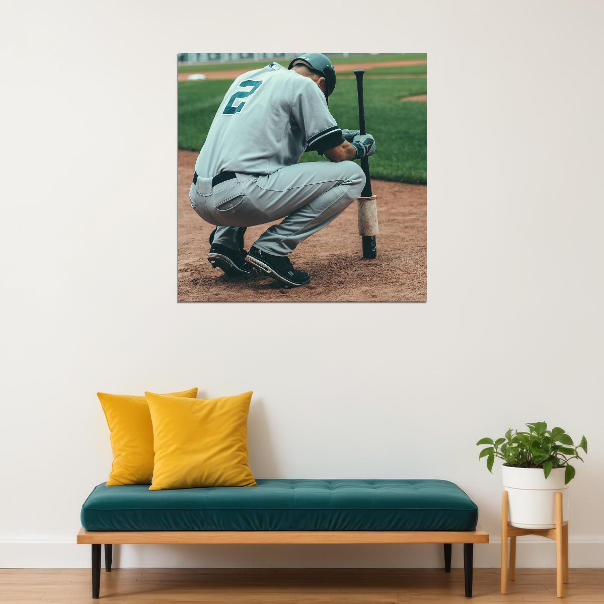 Derek Jeter Baseball Poster Mlb Legend Wall Art New York Yankees Sports Print - xonomax