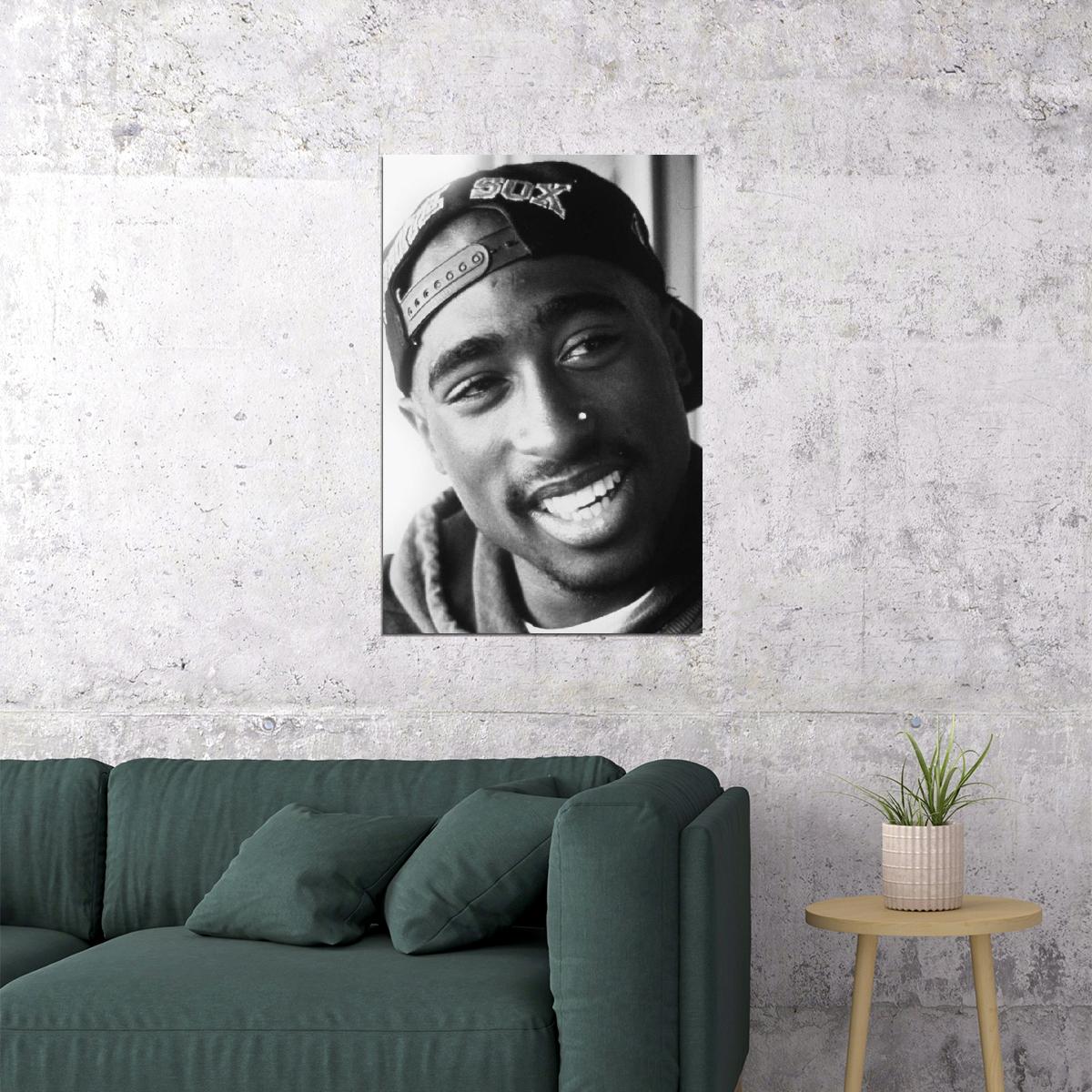 Tupac Shakur 2pac Poster Iconic Rap Music Legend Wall Art Hip Hop Artist Inspirational Print
