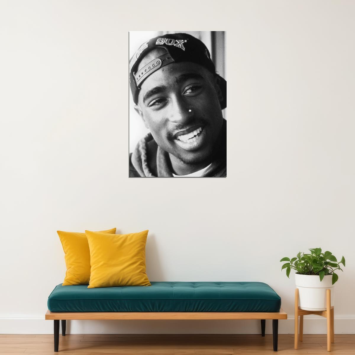 Tupac Shakur 2pac Poster Iconic Rap Music Legend Wall Art Hip Hop Artist Inspirational Print