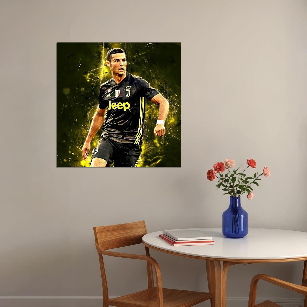 Cristiano Ronaldo Football Poster Soccer Superstar Wall Art Motivational Sports Print