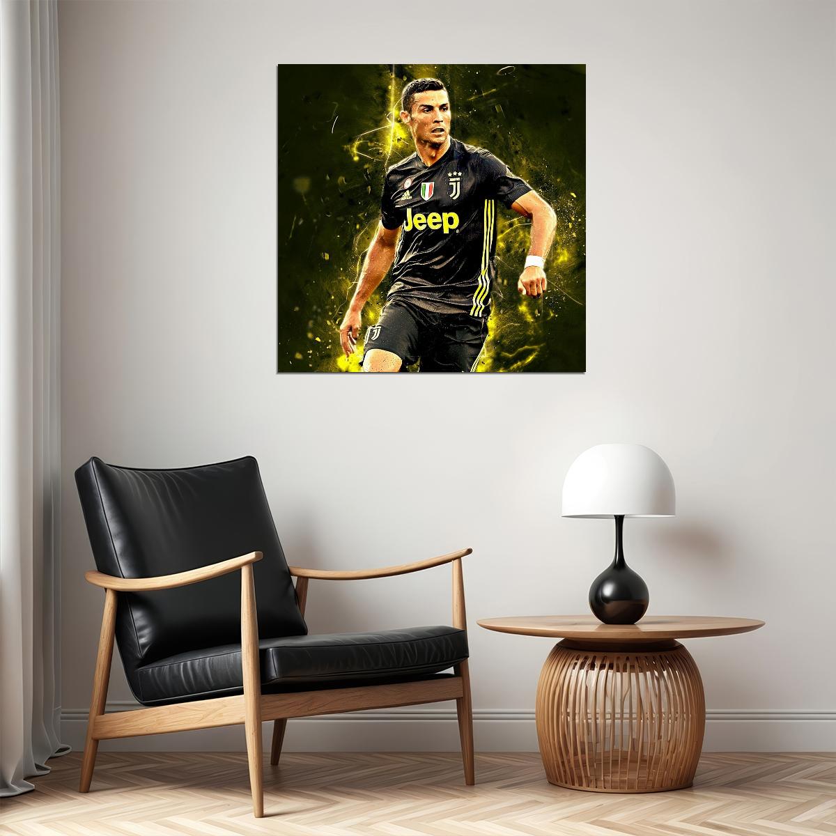 Cristiano Ronaldo Football Poster Soccer Superstar Wall Art Motivational Sports Print