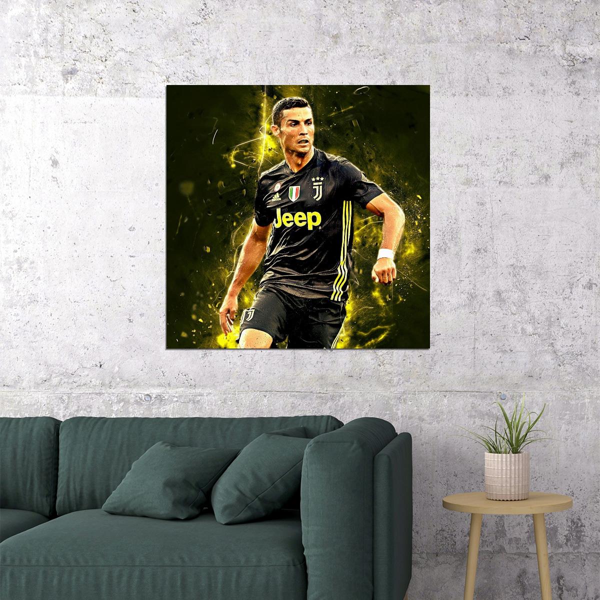 Cristiano Ronaldo Football Poster Soccer Superstar Wall Art Motivational Sports Print - xonomax