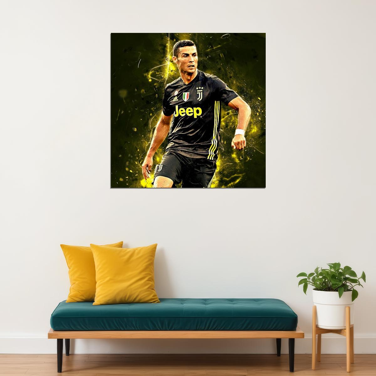 Cristiano Ronaldo Football Poster Soccer Superstar Wall Art Motivational Sports Print