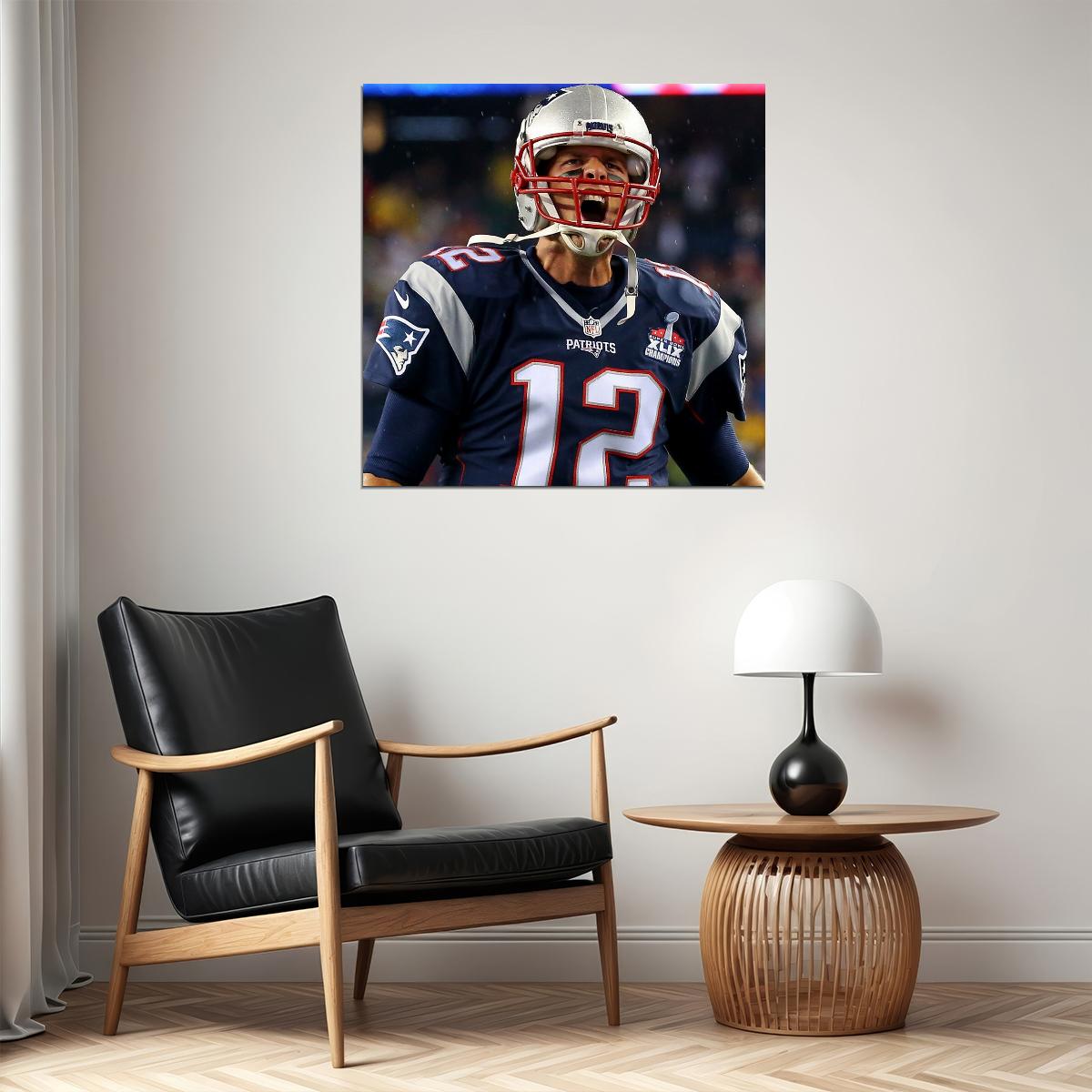 Tom Brady Nfl Football Poster Iconic Quarterback Star Art Inspirational Sports Print