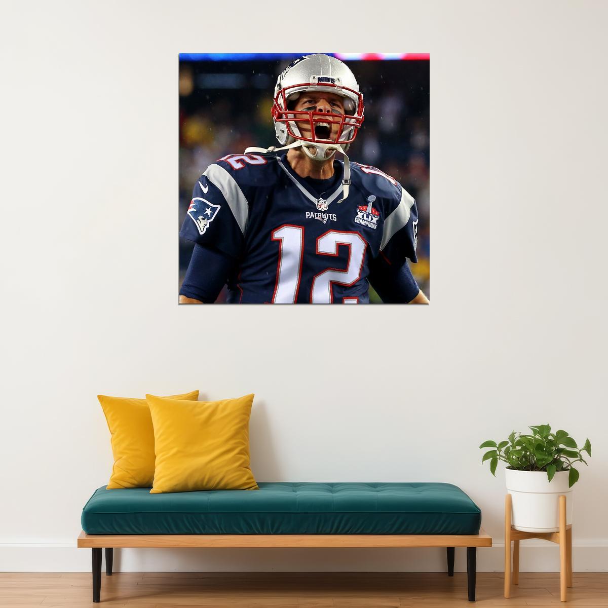 Tom Brady Nfl Football Poster Iconic Quarterback Star Art Inspirational Sports Print