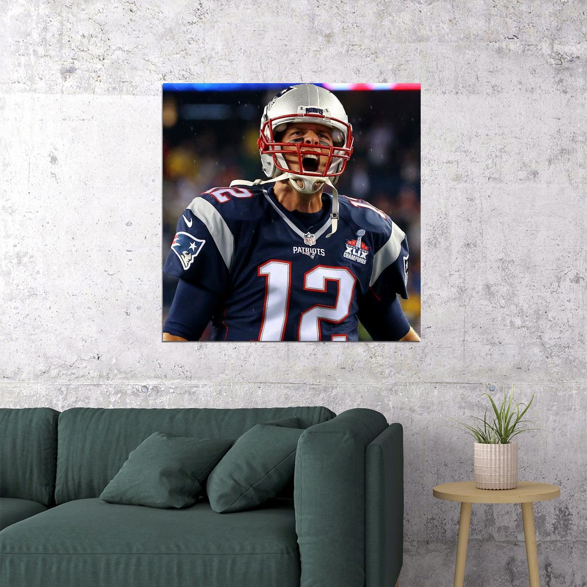 Tom Brady Nfl Football Poster Iconic Quarterback Star Art Inspirational Sports Print