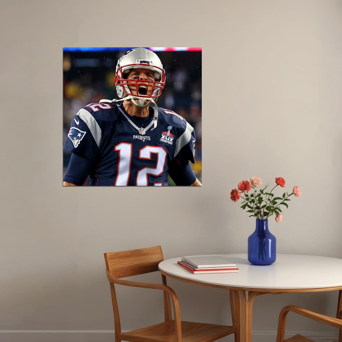 Tom Brady Nfl Football Poster Iconic Quarterback Star Art Inspirational Sports Print