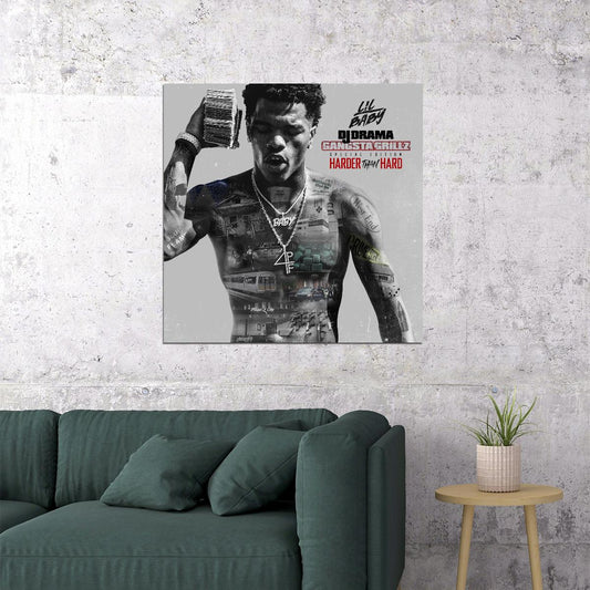 Lil Baby Harder Than Hard Album Cover Art Rap Wall Print - xonomax