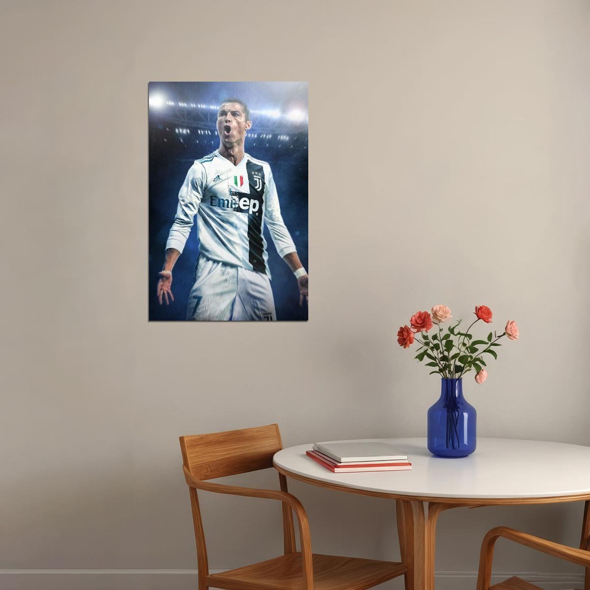 Cristiano Ronaldo Football Poster Soccer Superstar Wall Art Motivational Sports Print