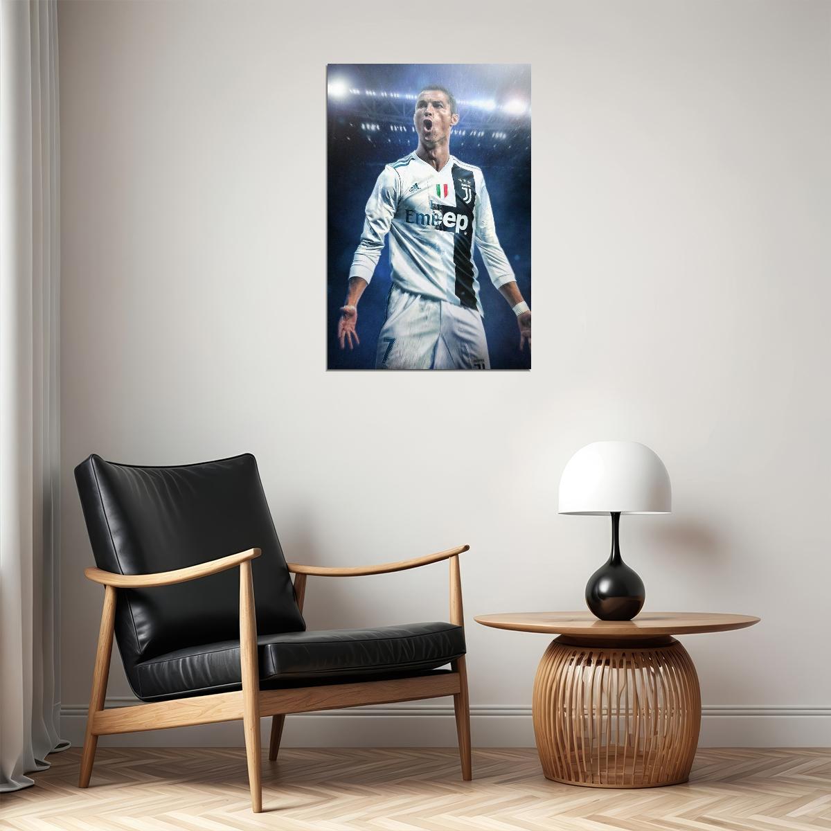 Cristiano Ronaldo Football Poster Soccer Superstar Wall Art Motivational Sports Print