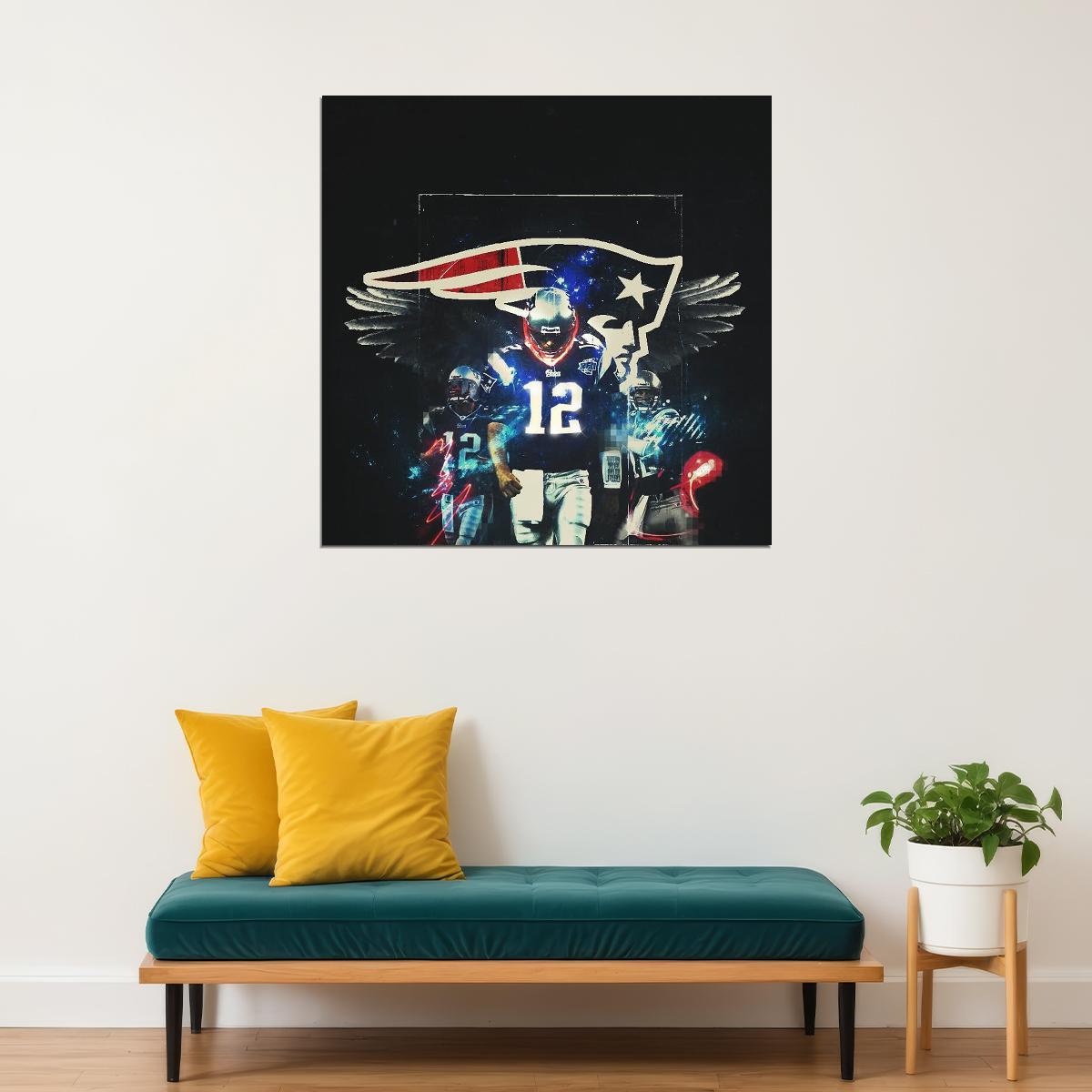 Tom Brady Nfl Football Poster Iconic Quarterback Star Art Inspirational Sports Print