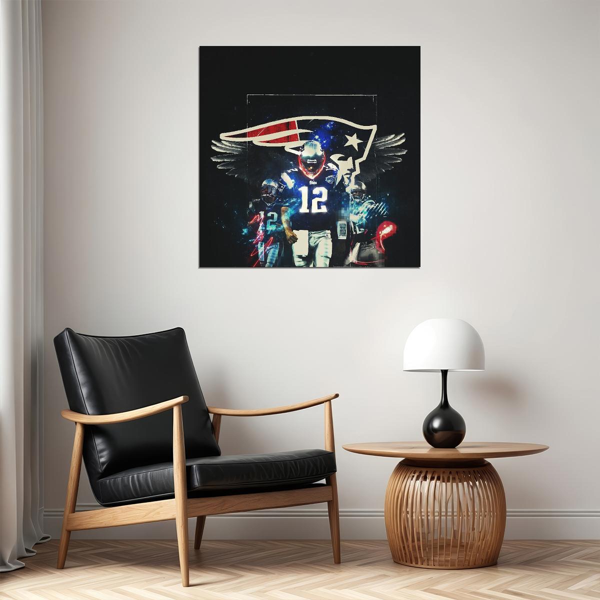 Tom Brady Nfl Football Poster Iconic Quarterback Star Art Inspirational Sports Print