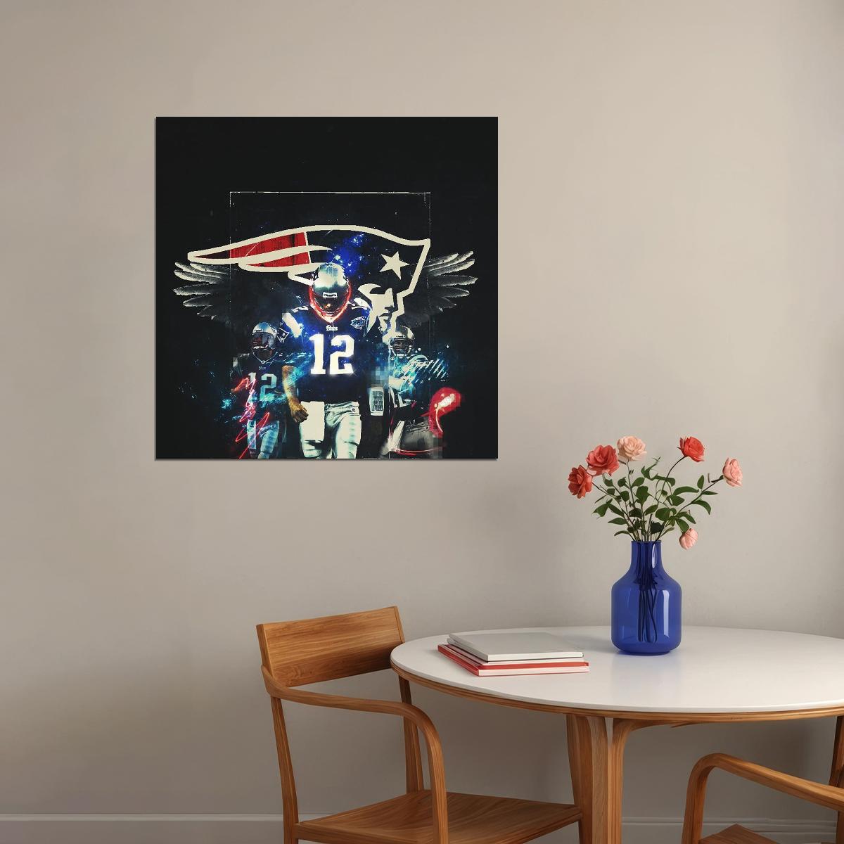 Tom Brady Nfl Football Poster Iconic Quarterback Star Art Inspirational Sports Print