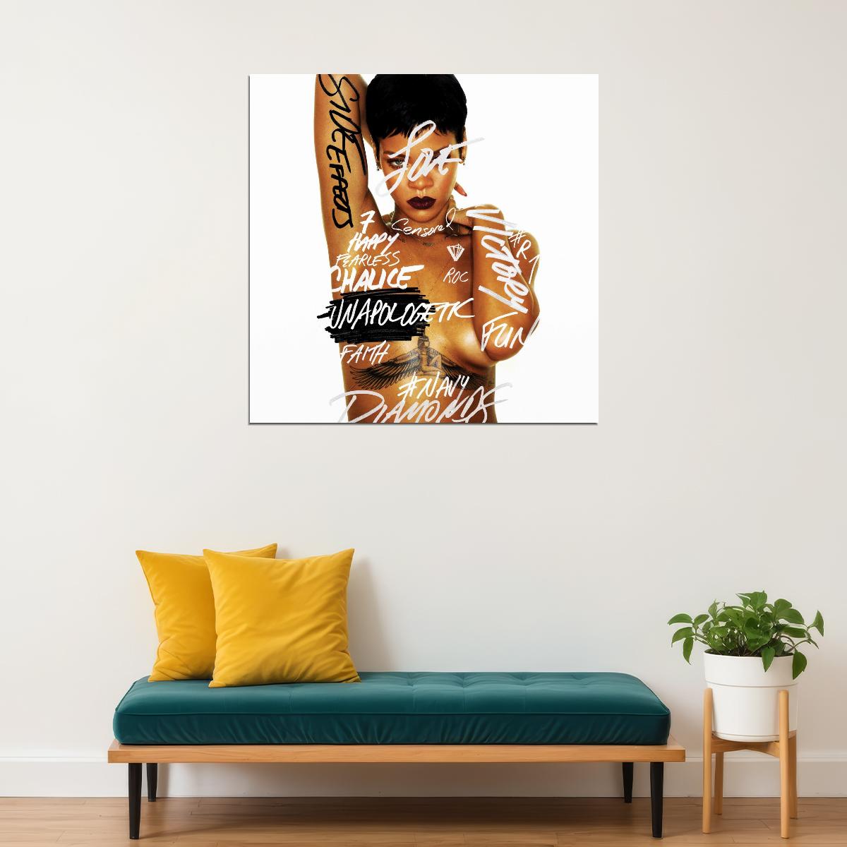 Rihanna Unapologetic Album Cover Art Music Poster Famous Singer Wall Print