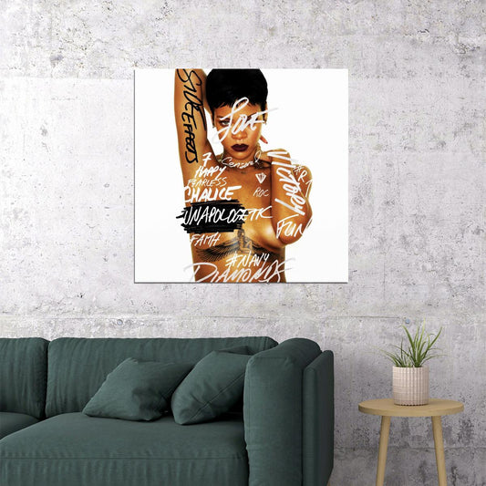 Rihanna Unapologetic Album Cover Art Music Poster Famous Singer Wall Print - xonomax