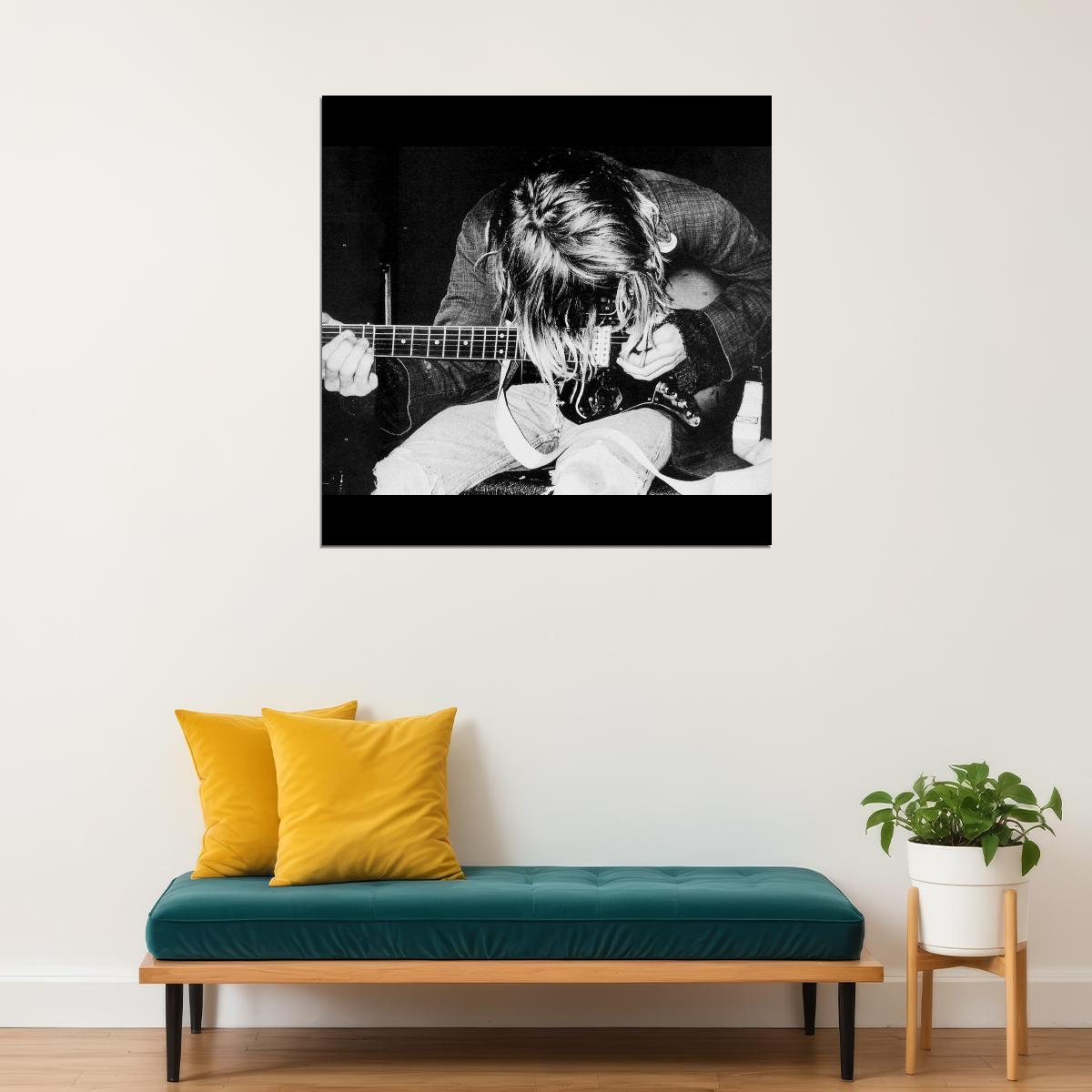 Nirvana Kurt Cobain Music Poster Iconic Rock 90s Band Black And White Wall Print