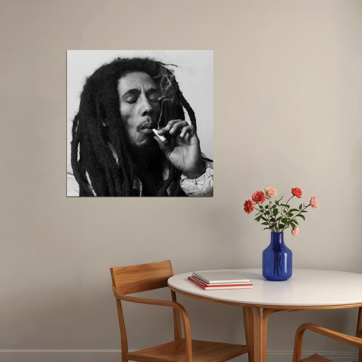 Bob Marley Poster Reggae Music Legend Wall Art Smoking Print - xonomax