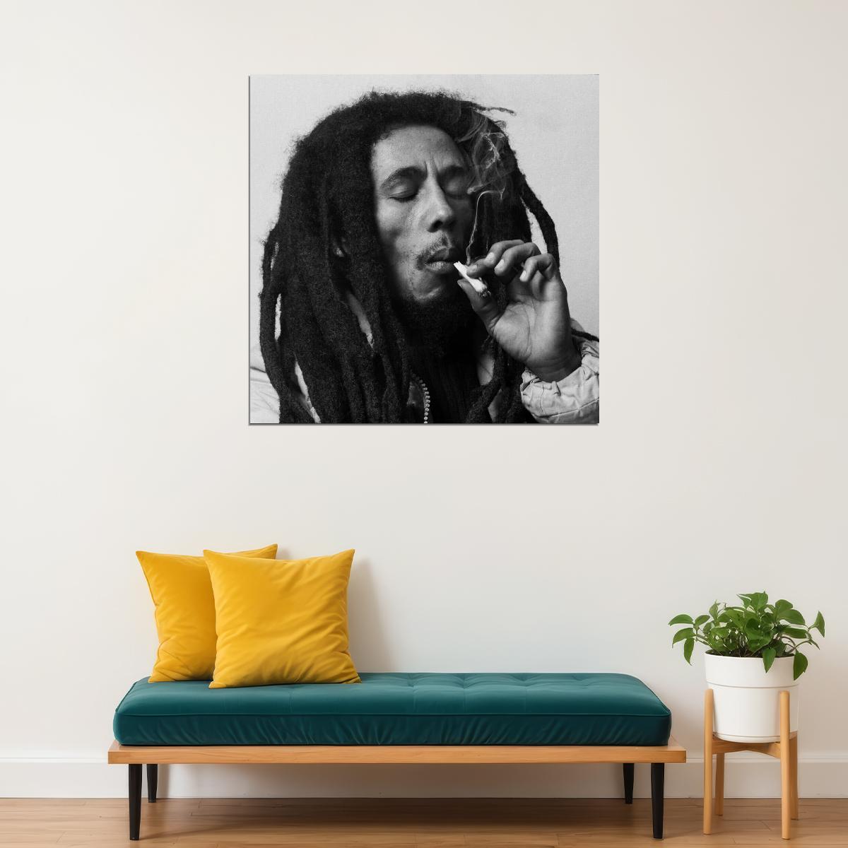 Bob Marley Poster Reggae Music Legend Wall Art Smoking Print - xonomax