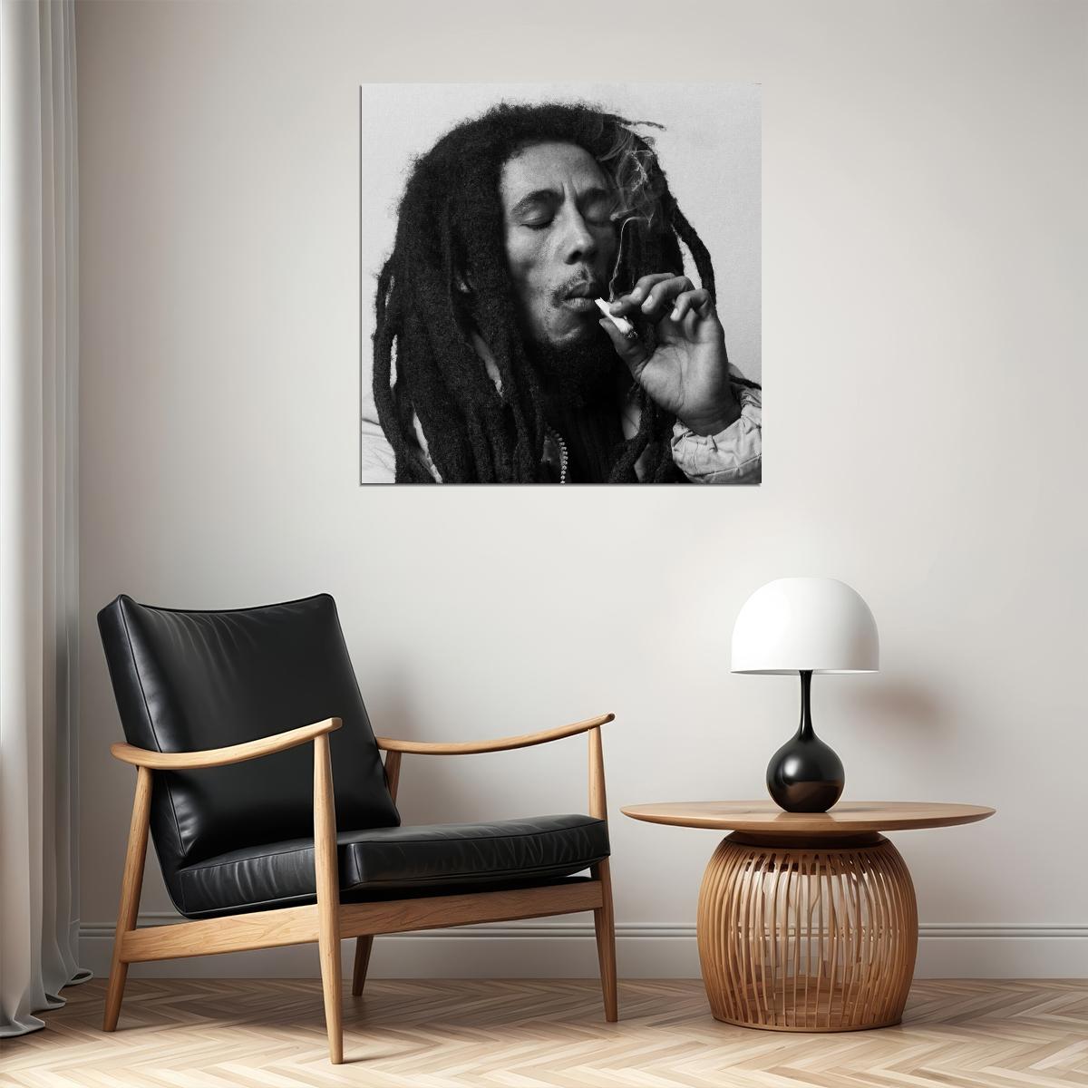 Bob Marley Poster Reggae Music Legend Wall Art Smoking Print - xonomax