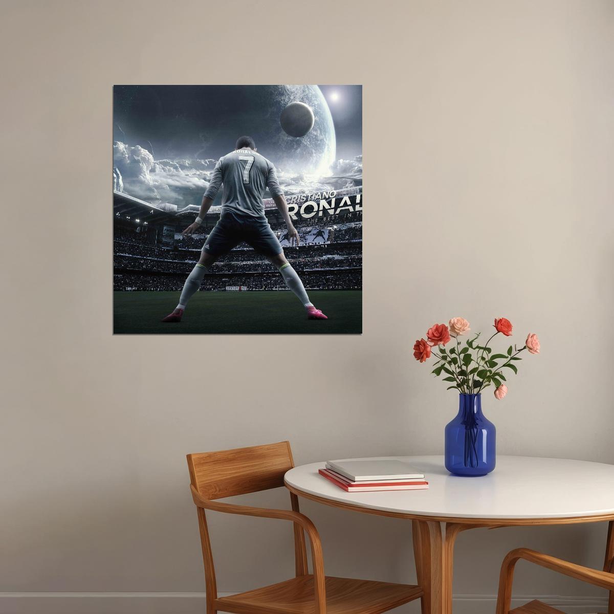 Cristiano Ronaldo Football Poster Soccer Superstar Wall Art Motivational Sports Print