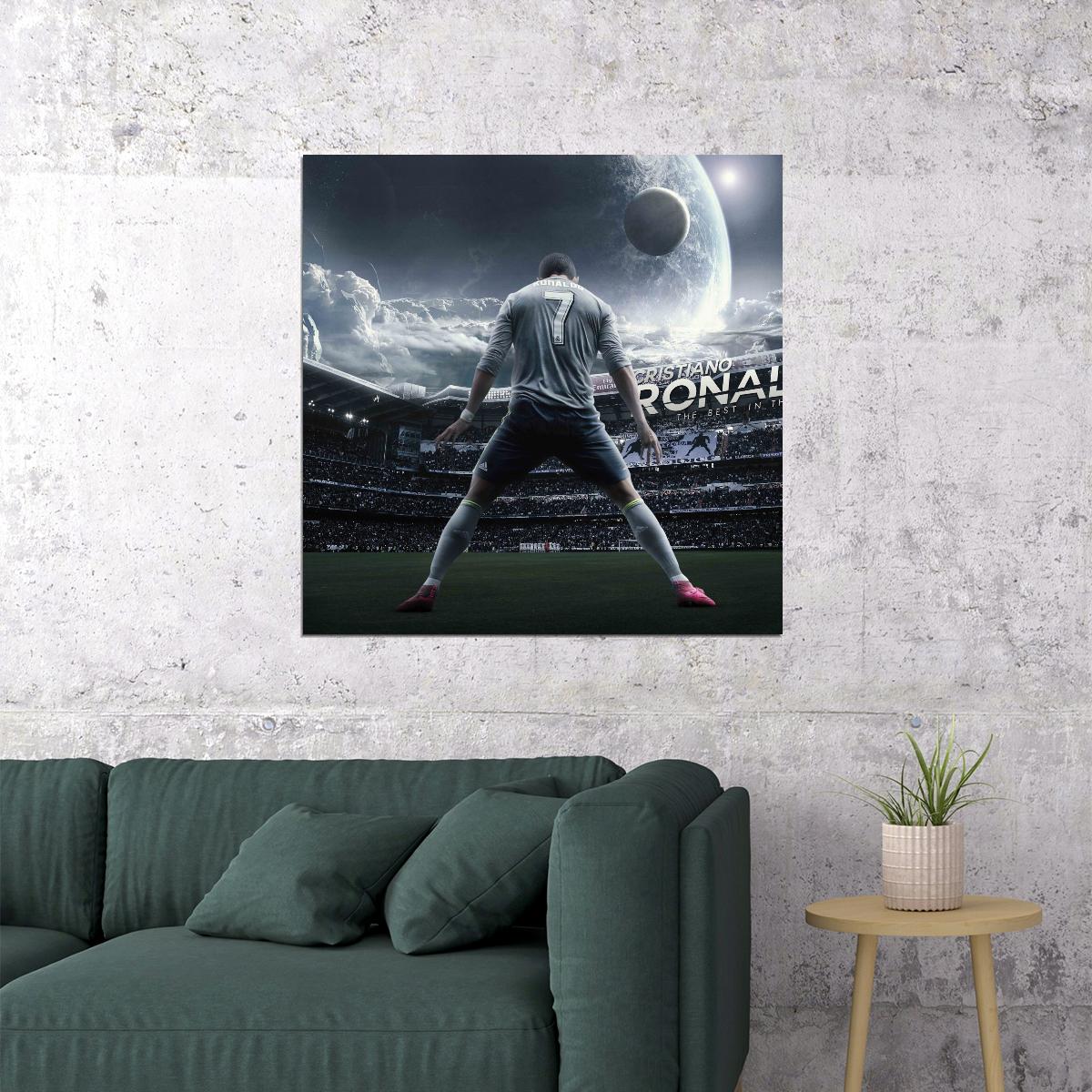 Cristiano Ronaldo Football Poster Soccer Superstar Wall Art Motivational Sports Print