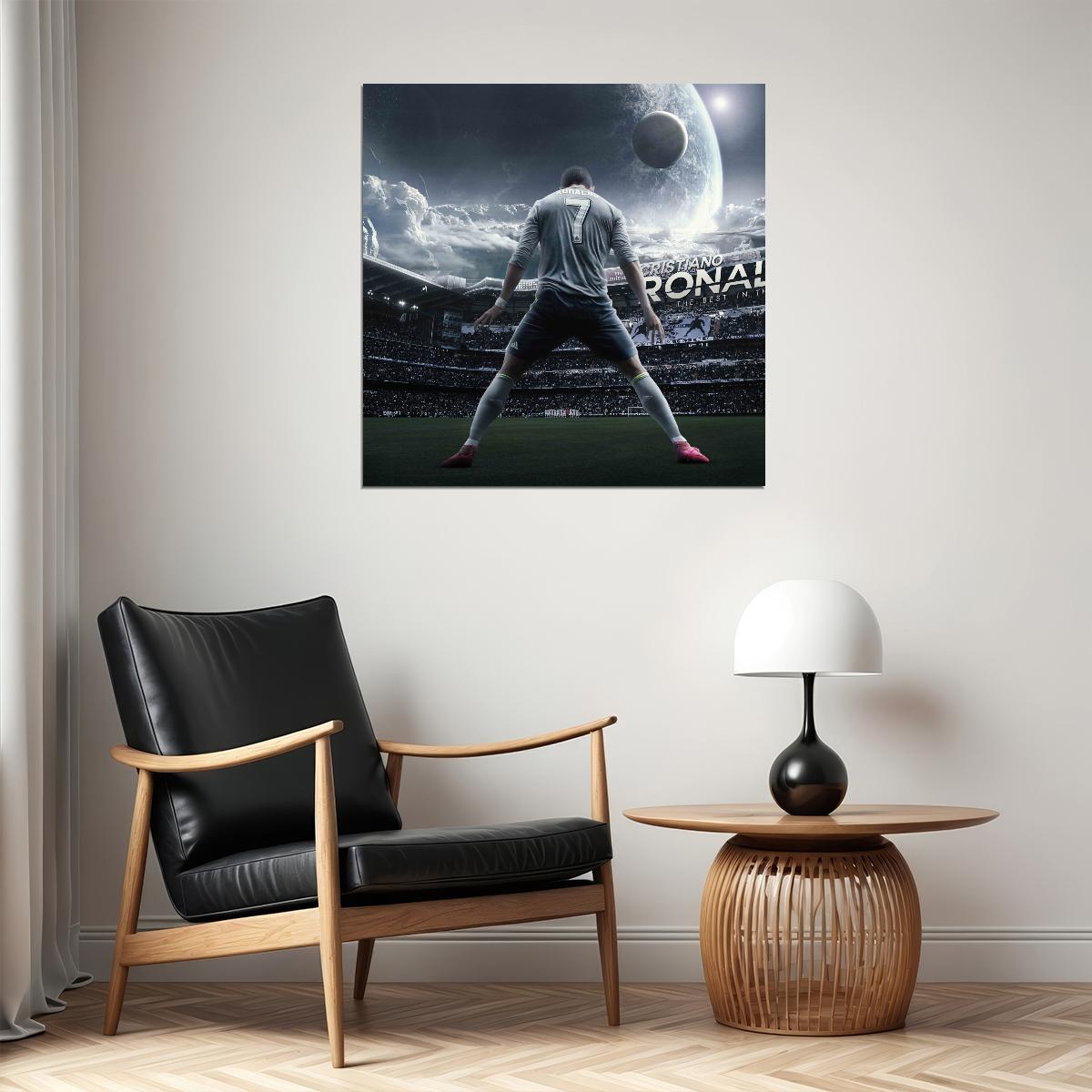 Cristiano Ronaldo Football Poster Soccer Superstar Wall Art Motivational Sports Print