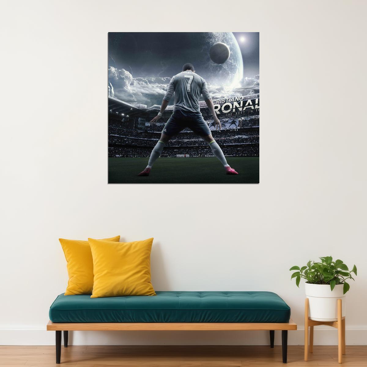 Cristiano Ronaldo Football Poster Soccer Superstar Wall Art Motivational Sports Print