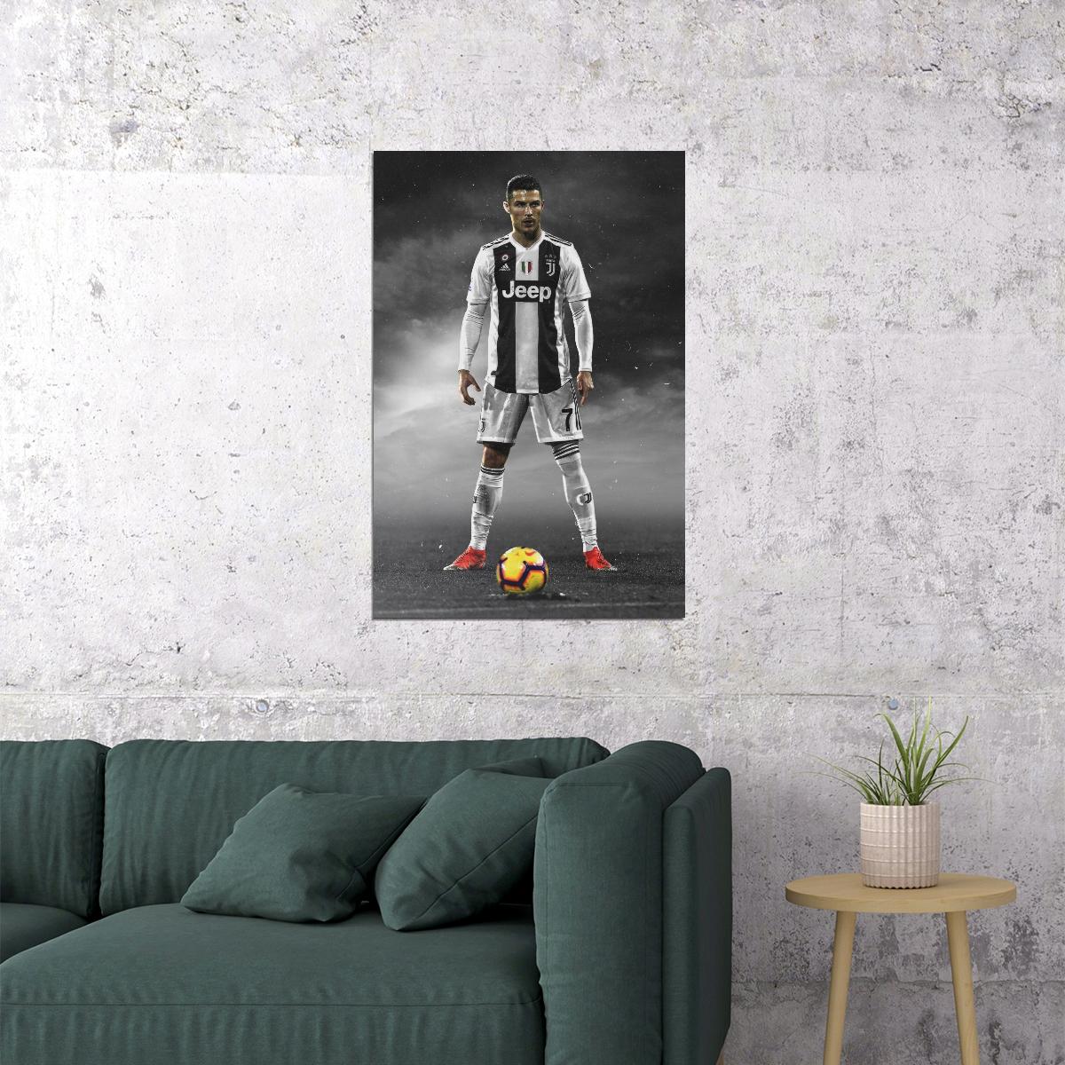 Cristiano Ronaldo Football Poster Soccer Superstar Wall Art Motivational Sports Print - xonomax