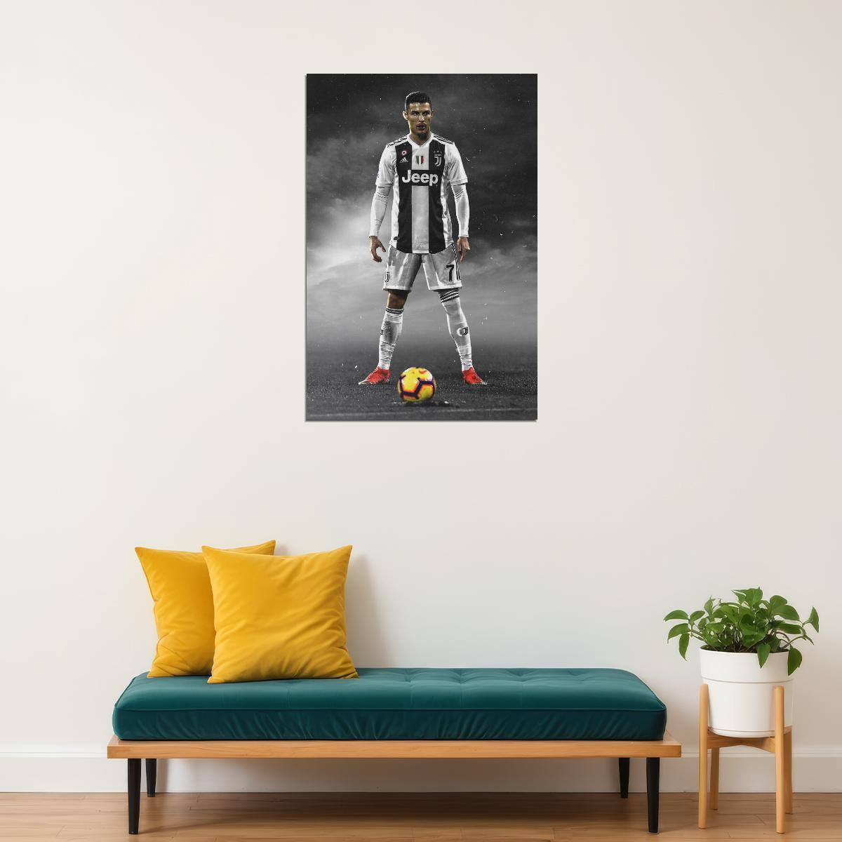 Cristiano Ronaldo Football Poster Soccer Superstar Wall Art Motivational Sports Print - xonomax