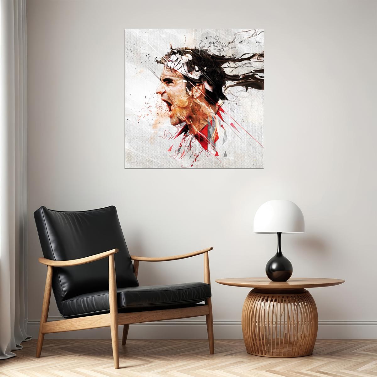 Roger Federer Tennis Poster Famous Player Motivational Sports Print