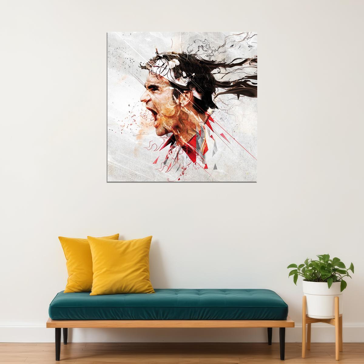 Roger Federer Tennis Poster Famous Player Motivational Sports Print