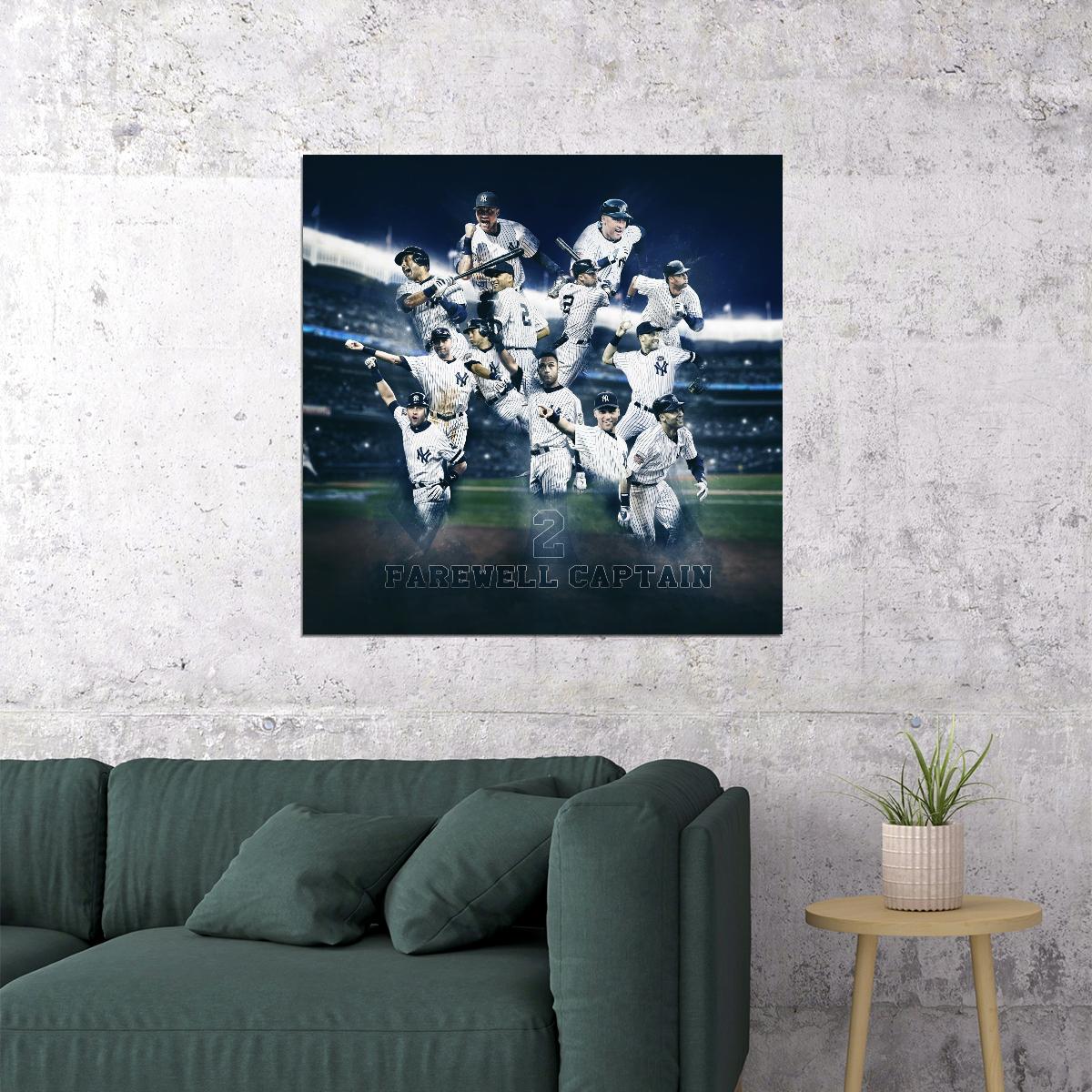 Derek Jeter Baseball Poster Mlb Legend Wall Art New York Yankees Sports Print - xonomax