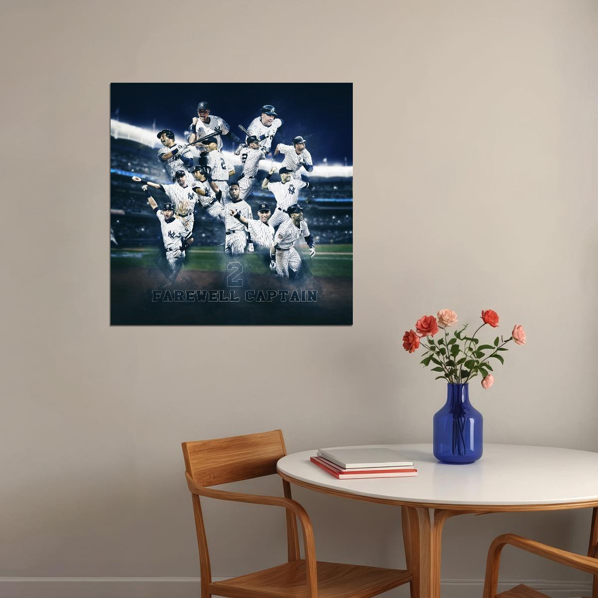 Derek Jeter Baseball Poster Mlb Legend Wall Art New York Yankees Sports Print - xonomax