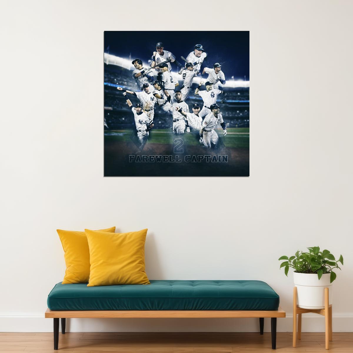 Derek Jeter Baseball Poster Mlb Legend Wall Art New York Yankees Sports Print - xonomax