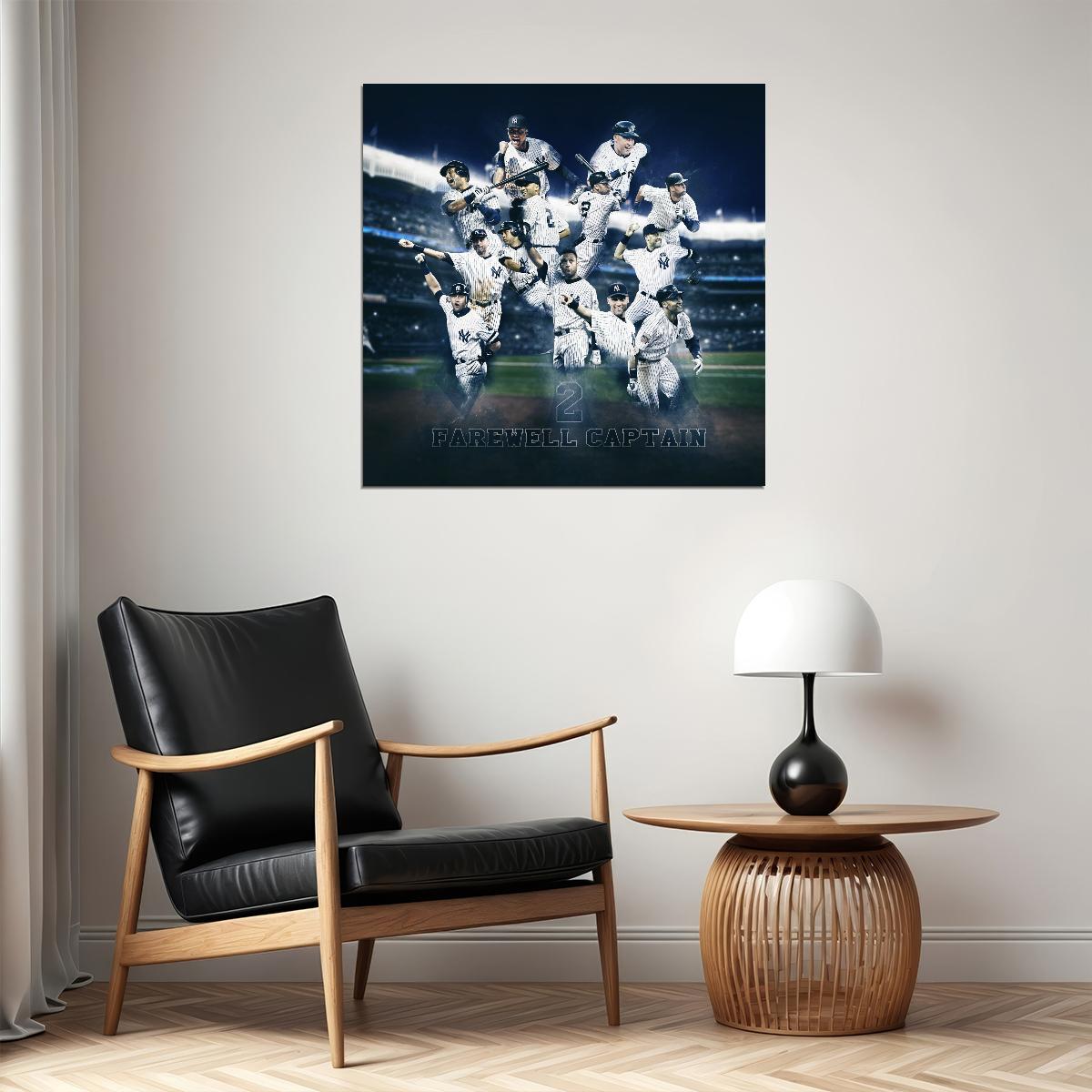 Derek Jeter Baseball Poster Mlb Legend Wall Art New York Yankees Sports Print - xonomax