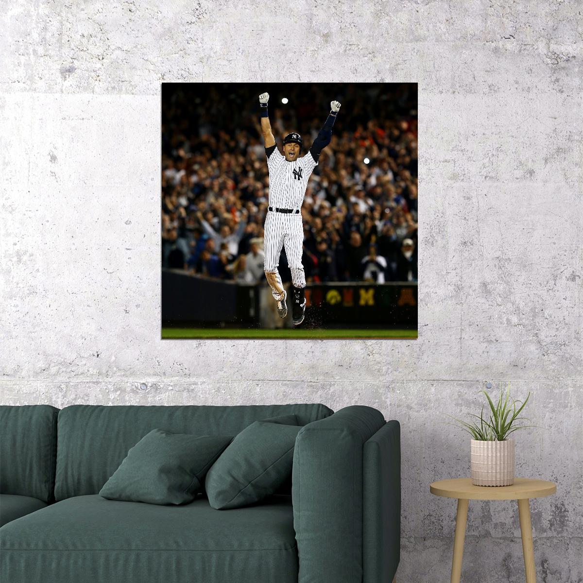 Derek Jeter Baseball Poster Mlb Legend Wall Art New York Yankees Sports Print