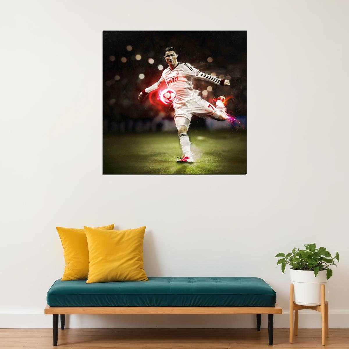 Cristiano Ronaldo Football Poster Soccer Superstar Wall Art Motivational Sports Print - xonomax