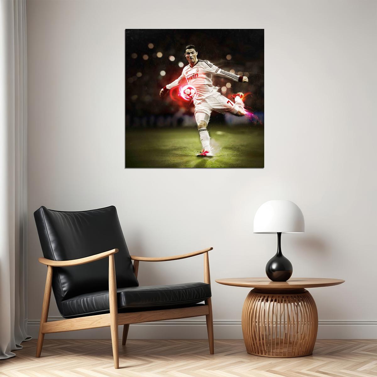 Cristiano Ronaldo Football Poster Soccer Superstar Wall Art Motivational Sports Print - xonomax