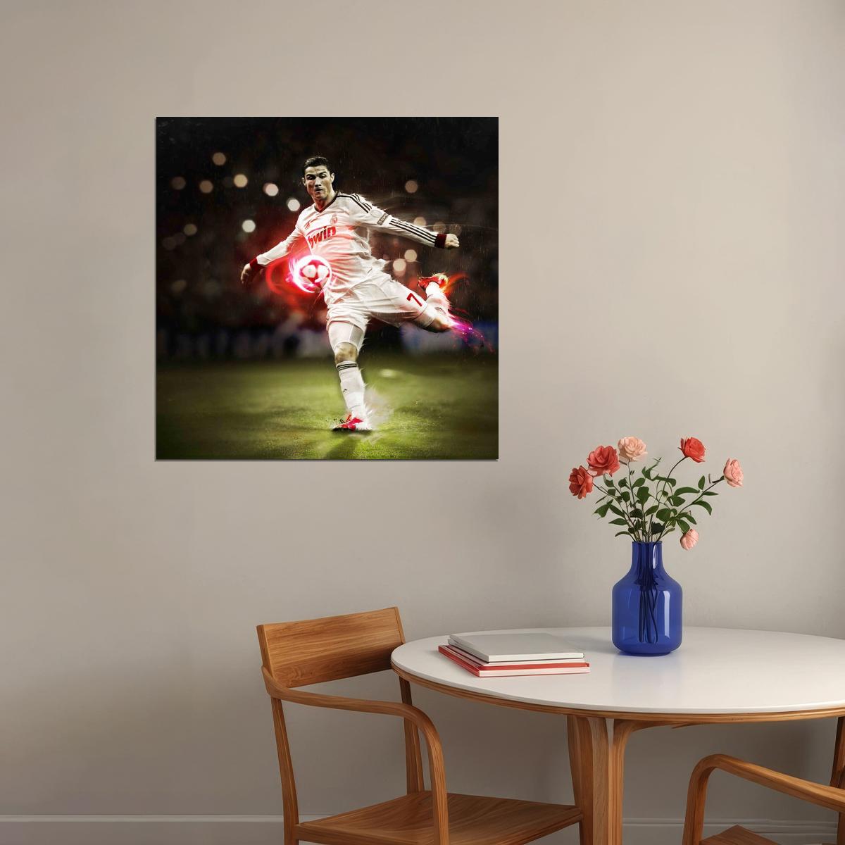 Cristiano Ronaldo Football Poster Soccer Superstar Wall Art Motivational Sports Print - xonomax