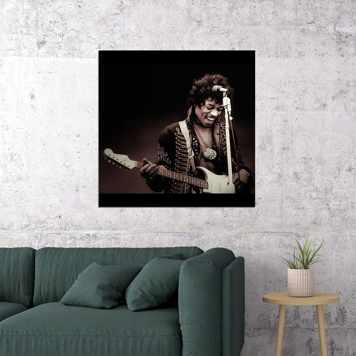 Jimi Hendrix Music Poster Rock Legend Wall Art