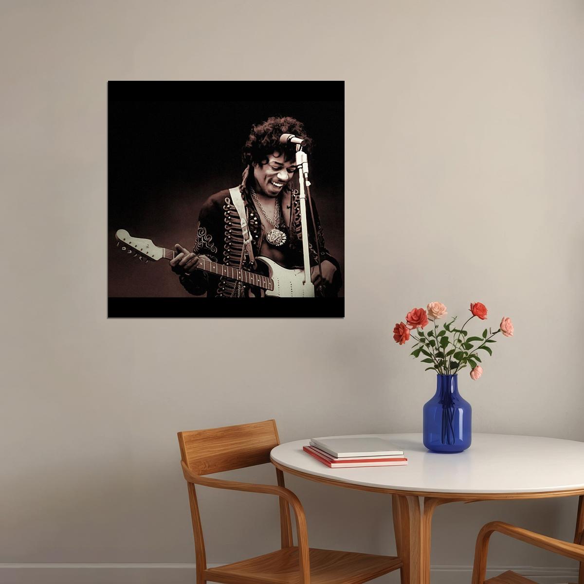 Jimi Hendrix Music Poster Rock Legend Wall Art
